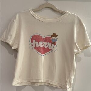 Cherry LA heart baby tee cream